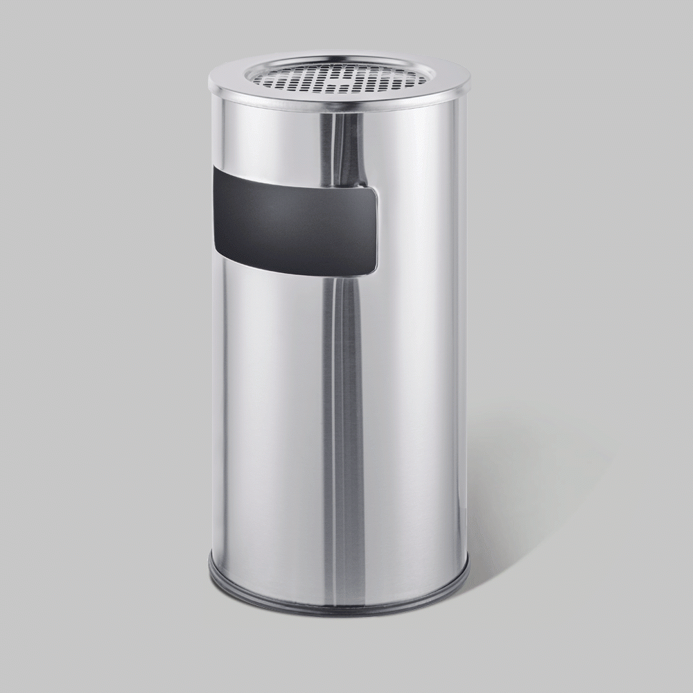 SKU: HS-D001 STANDING BIN WITH ASHTRAY 19Ltr STAINLESS STEEL