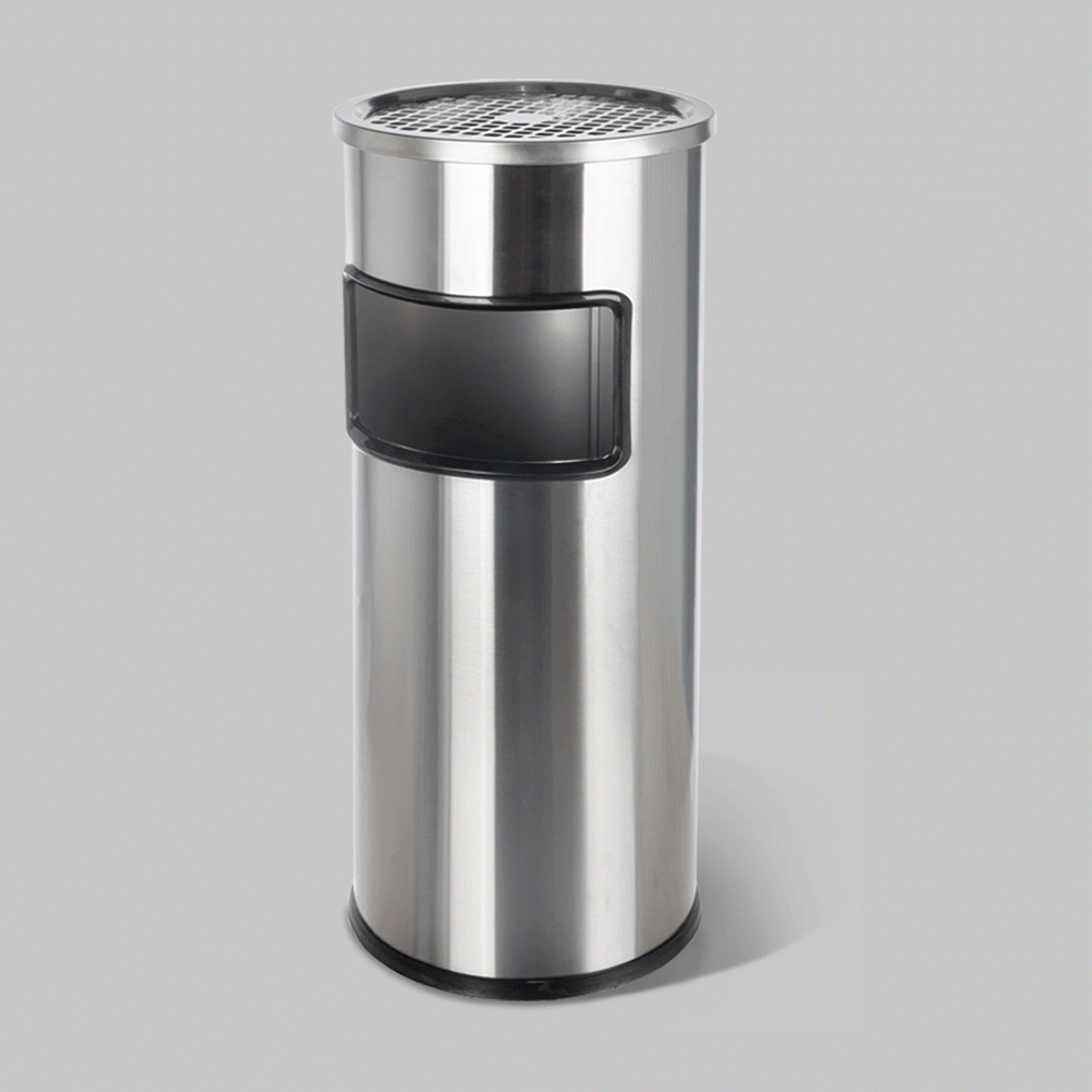 SKU: HS-B97B STANDING BIN WITH ASHTRAY STAINLESS STEEL