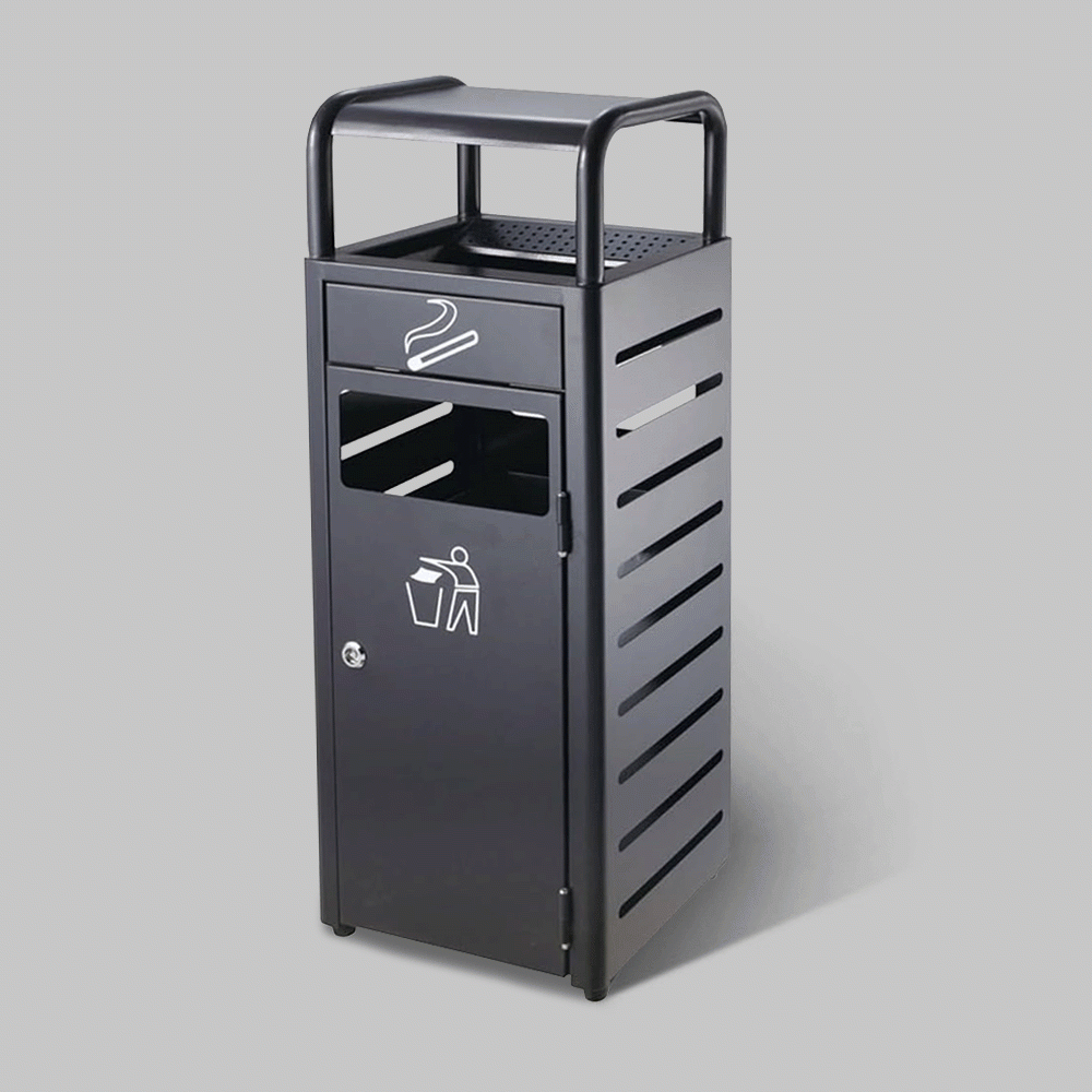 SKU: HS-235 OUTDOOR COMMERCIAL STANDING BIN WITH ASHTRAY