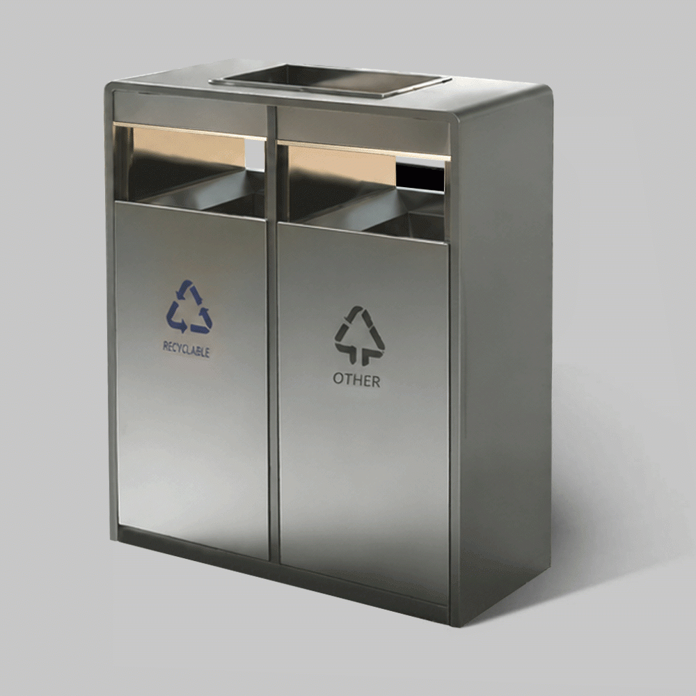 SKU: HS-182 TWO COMPARTMENTS RECYCLE WASTE BIN