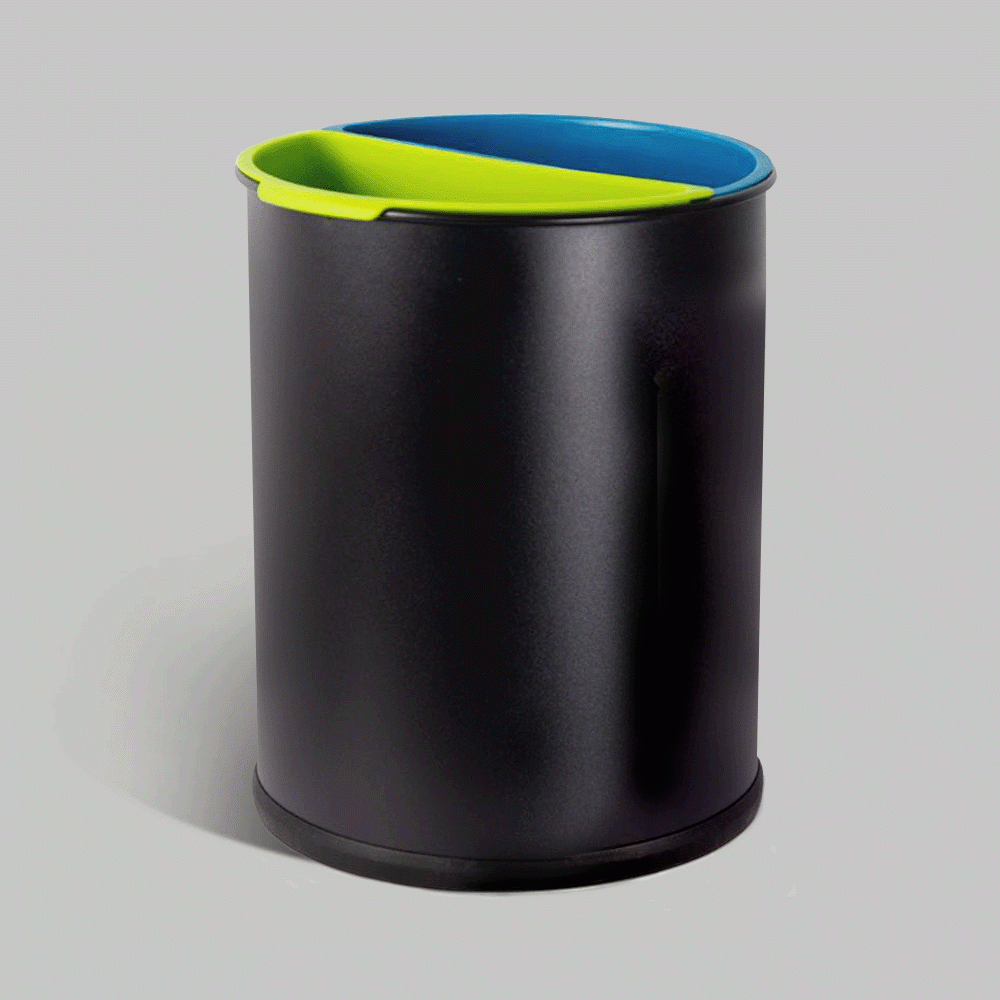 SKU: RB-108A OPEN TOP 2 COMPARTMENTS METAL RECYCLE WASTE BIN