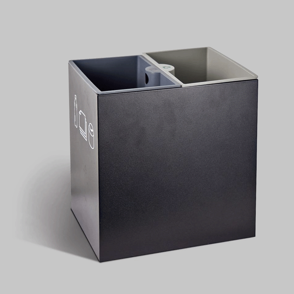 SKU: RD-15 OPEN TOP 2 COMPARTMENTS METAL RECYCLE BIN