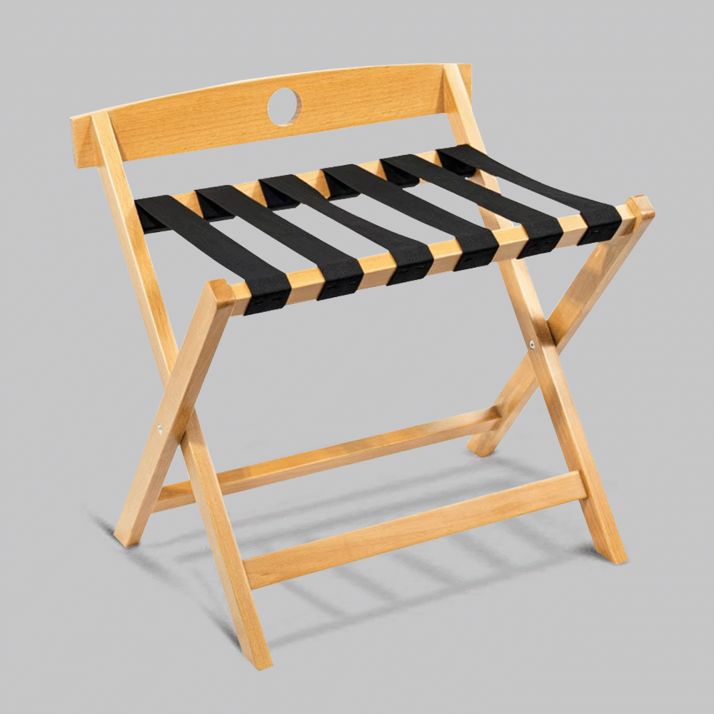 SKU: HS-1A WOODEN LUGGAGE RACK WITH BACKREST NATURE