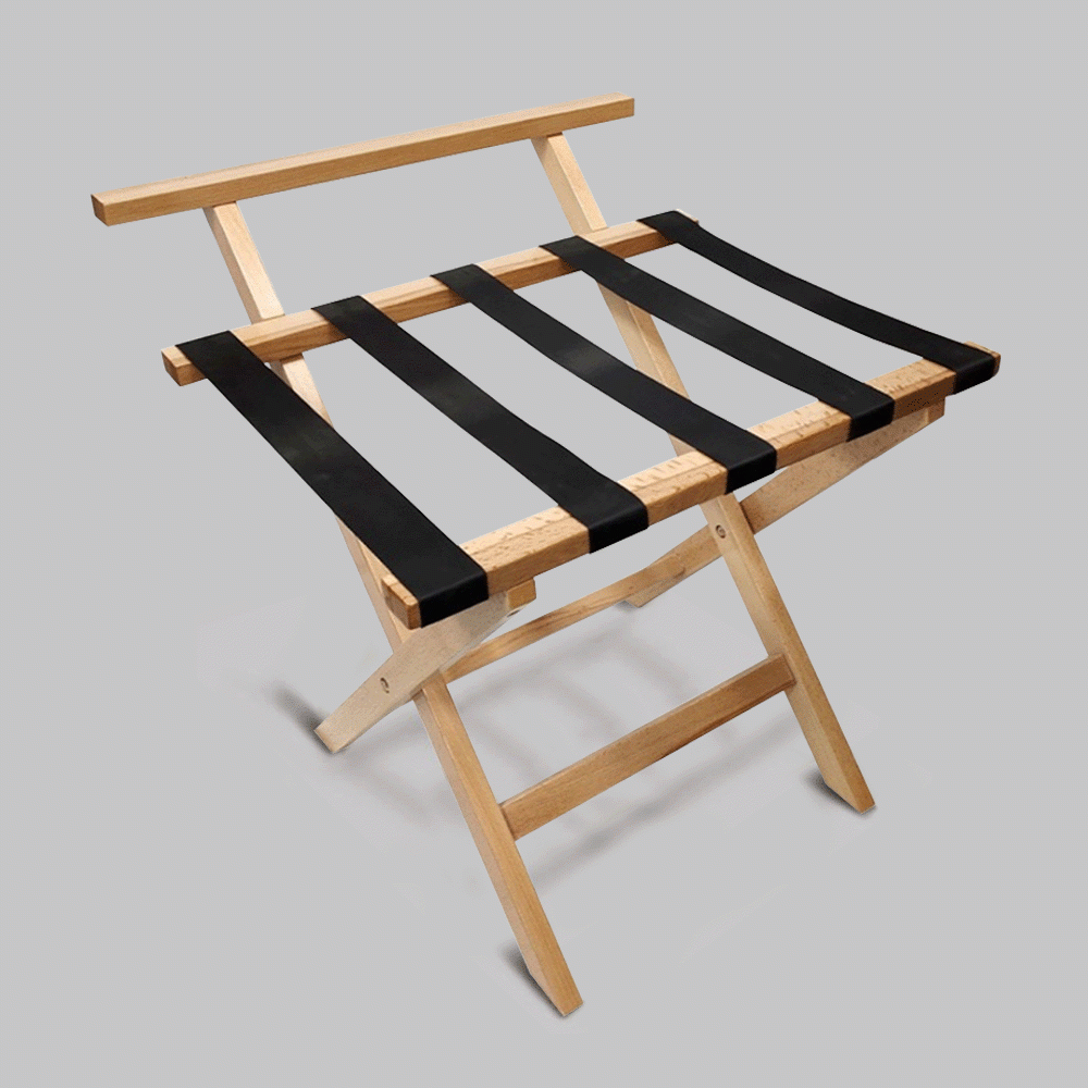 SKU: HS605462 WOODEN LUGGAGE RACK WITH BACKREST NATURE