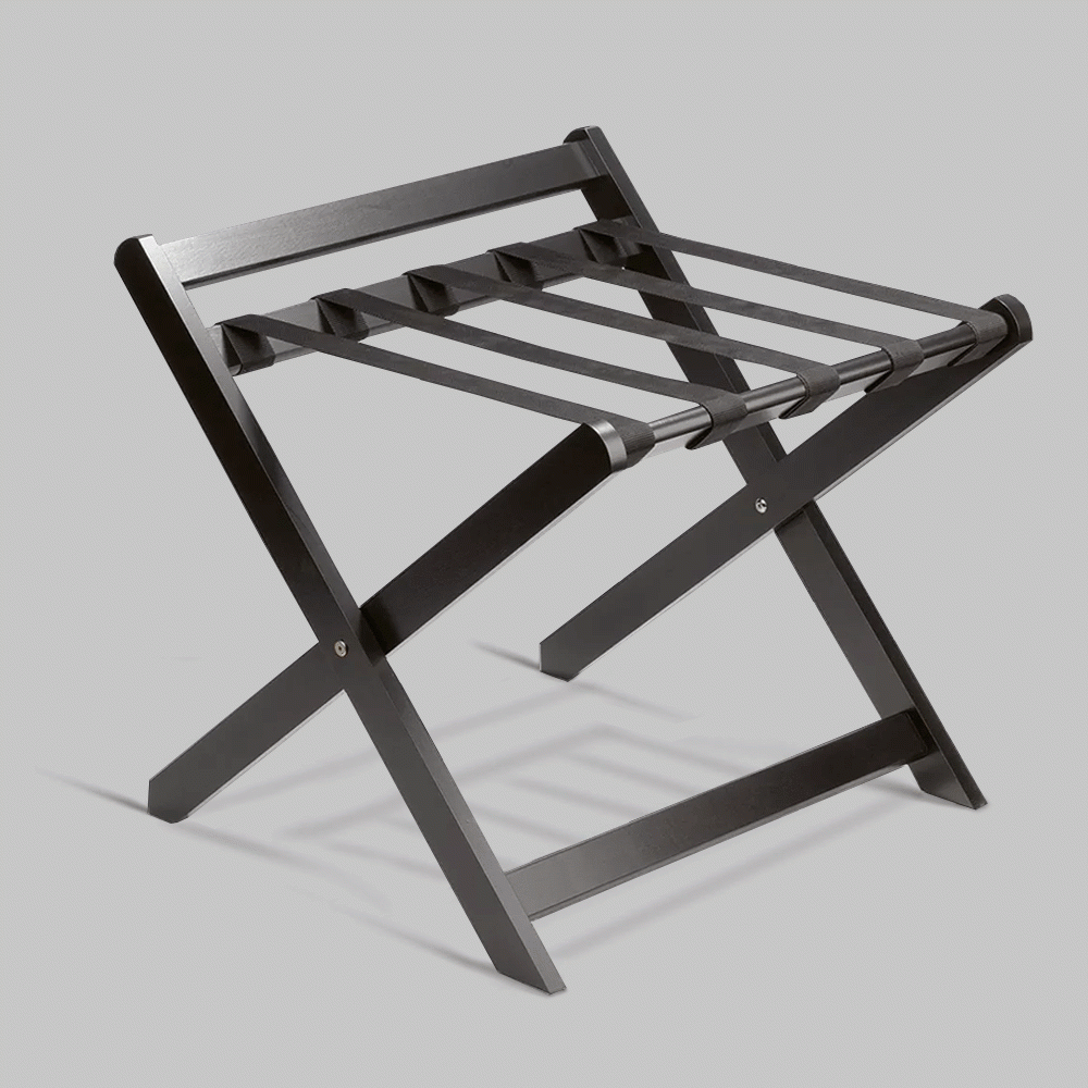 SKU: HS605558-1 WOODEN LUGGAGE RACK WITH BACKREST BLACK