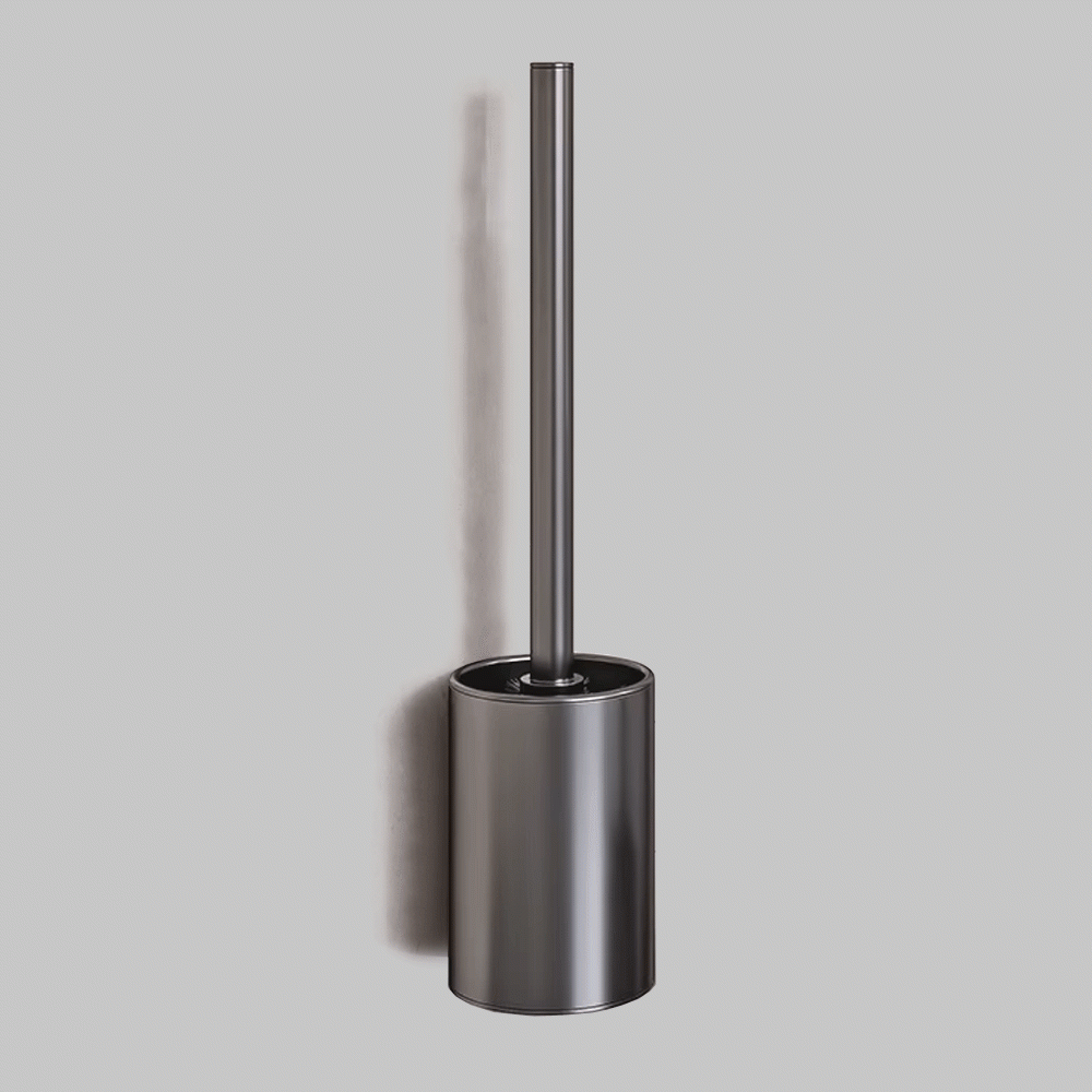 SKU: KLM708GUN ROUND S. STEEL WALL MOUNT TOILET BRUSH HOLDER 130mm BRUSHED GUNMETAL