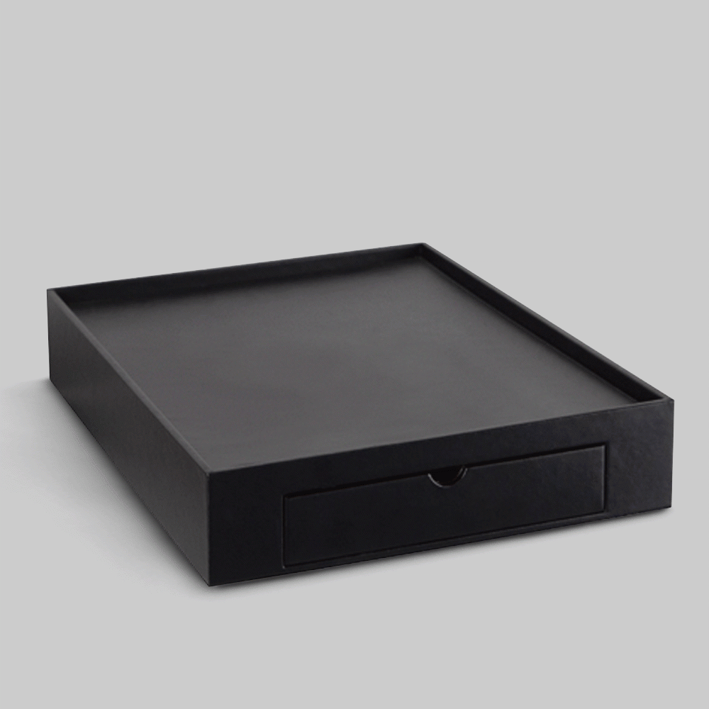 SKU: L12 PU LEATHER TRAY WITH DRAWER BLACK