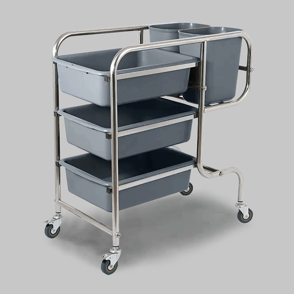 SKU: HS-P020 DISH COLLECTING TROLLEY WITH 5 PLASTIC BUCKETS