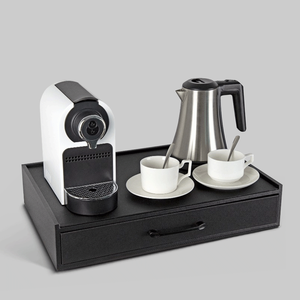 SKU: L13-H1208 SET KETTLE 0.8L & PU LEATHER TRAY WITH DRAWER
