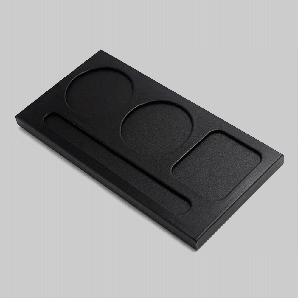 L-27 PU LEATHER COASTER WITH THREE-HOLE CUP HOLDER & PEN SLOT