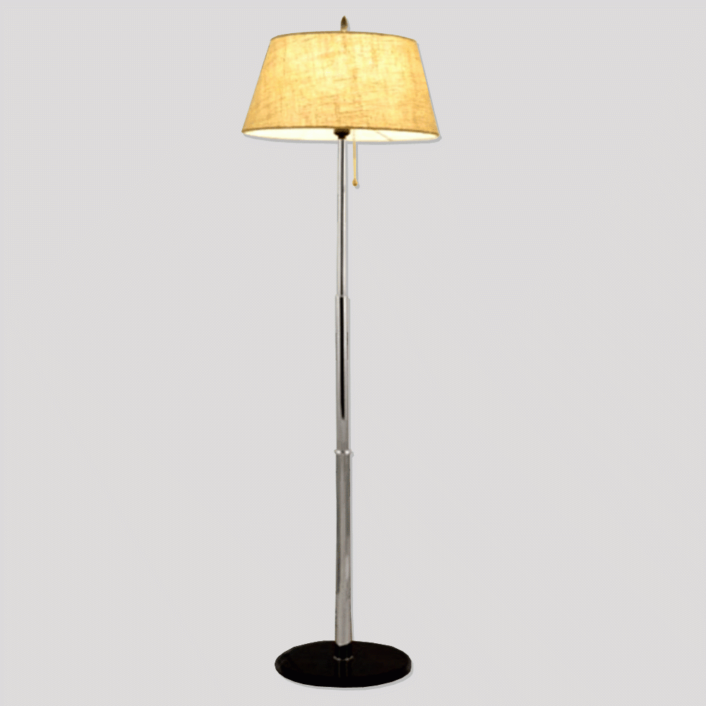 L-06 FLOOR LAMP WITH MARBLE BASE AND PULL CHAIN SWITCH - S. STEEL