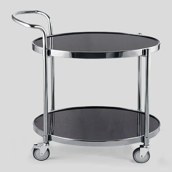 HS-MCG052 TWO-LAYER OVAL SERVICE TROLLEY - SILVER