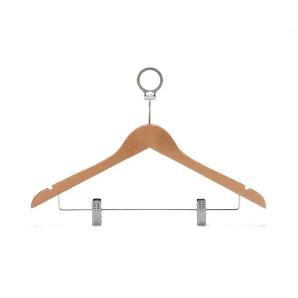 1009 ANTI-THEFT WOODEN CLOTHES HANGER WITH CLIPS 44.5x2.0cm