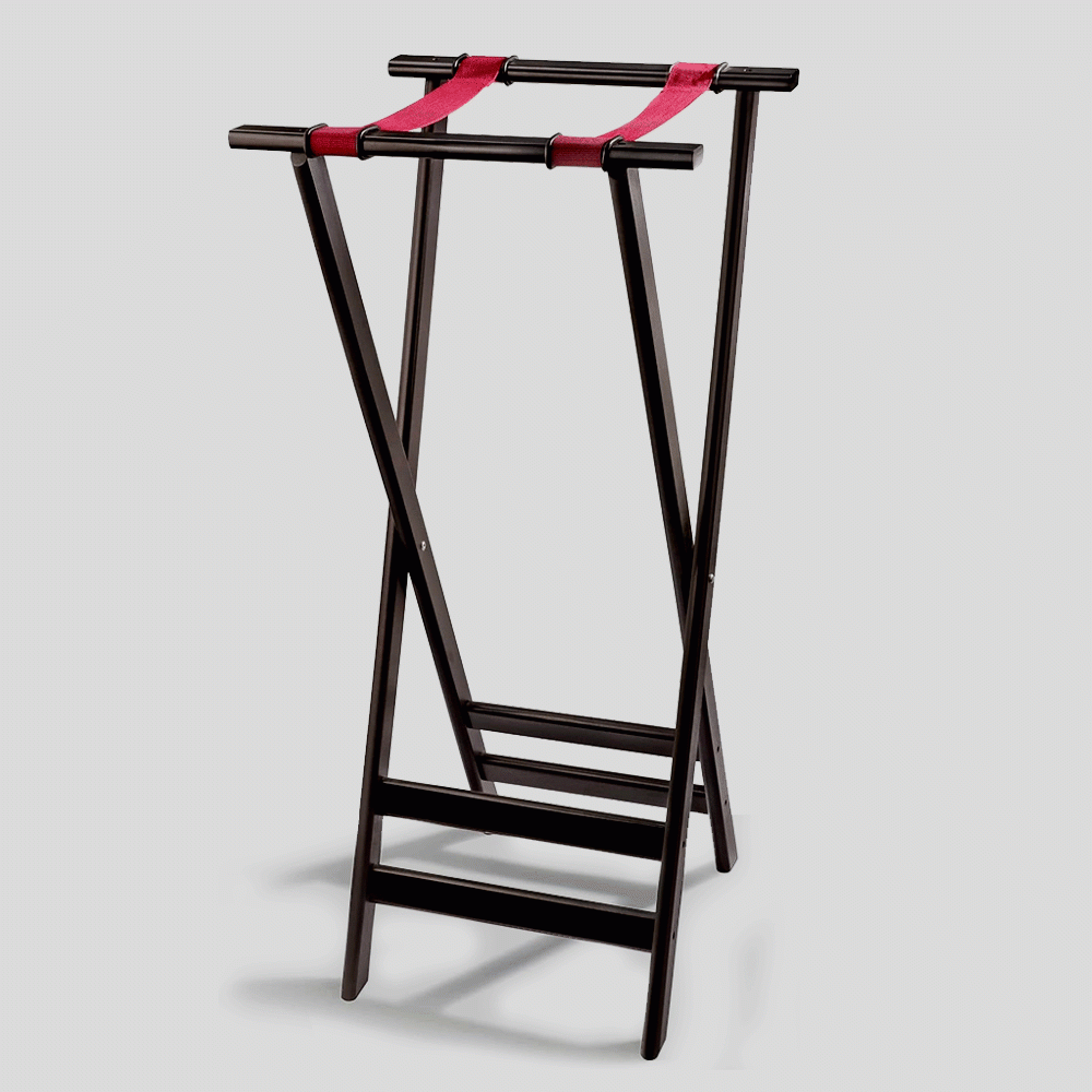 TRAYRACK TALL WOOD FOLDING TRAY STAND MAHOGANY