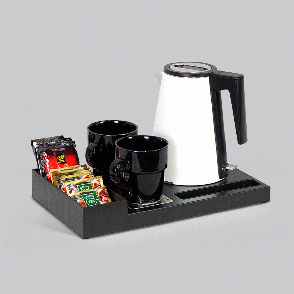 SKU: P-K81B&W KETTLE 0.8L WITH TRAY SET