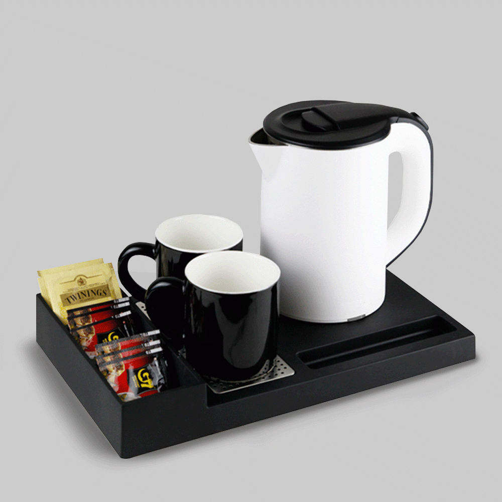 SKU: P-H1268B&W KETTLE 0.8L WITH TRAY SET