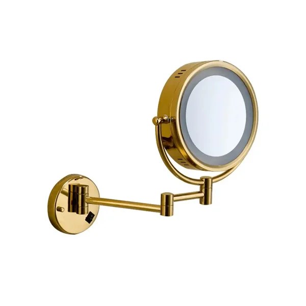 HS-529G WALL MOUNTED MAGNIFYING MIRROR WITH LED LIGHT GOLD 8.5"