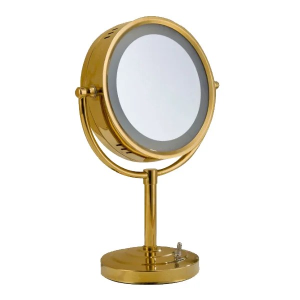 HS-826G DESKTOP MAGNIFYING MIRROR WITH LED LIGHT GOLD 8"