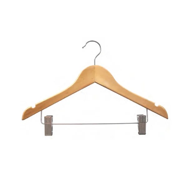 6125NS WOODEN CLOTHES HANGER WITH CLIPS 44.5x1.2cm